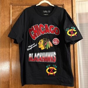 Men's Chicago Blackhawks Pro Standard Black Turn It Up Dropped Shoulder T-Shirt